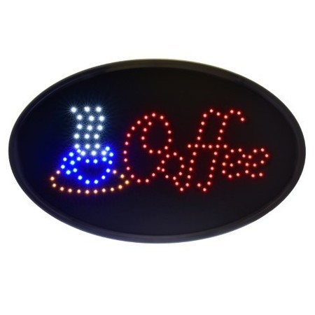 ALPINE INDUSTRIES LED Coffee Sign, Oval, 19 x 10, PK2 ALP497-06-2pk